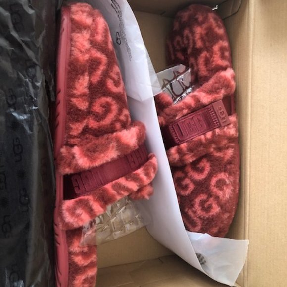 UGG  Fluff It Pop Logo Slide wool blend slipper. Size: 14 - Picture 2 of 9